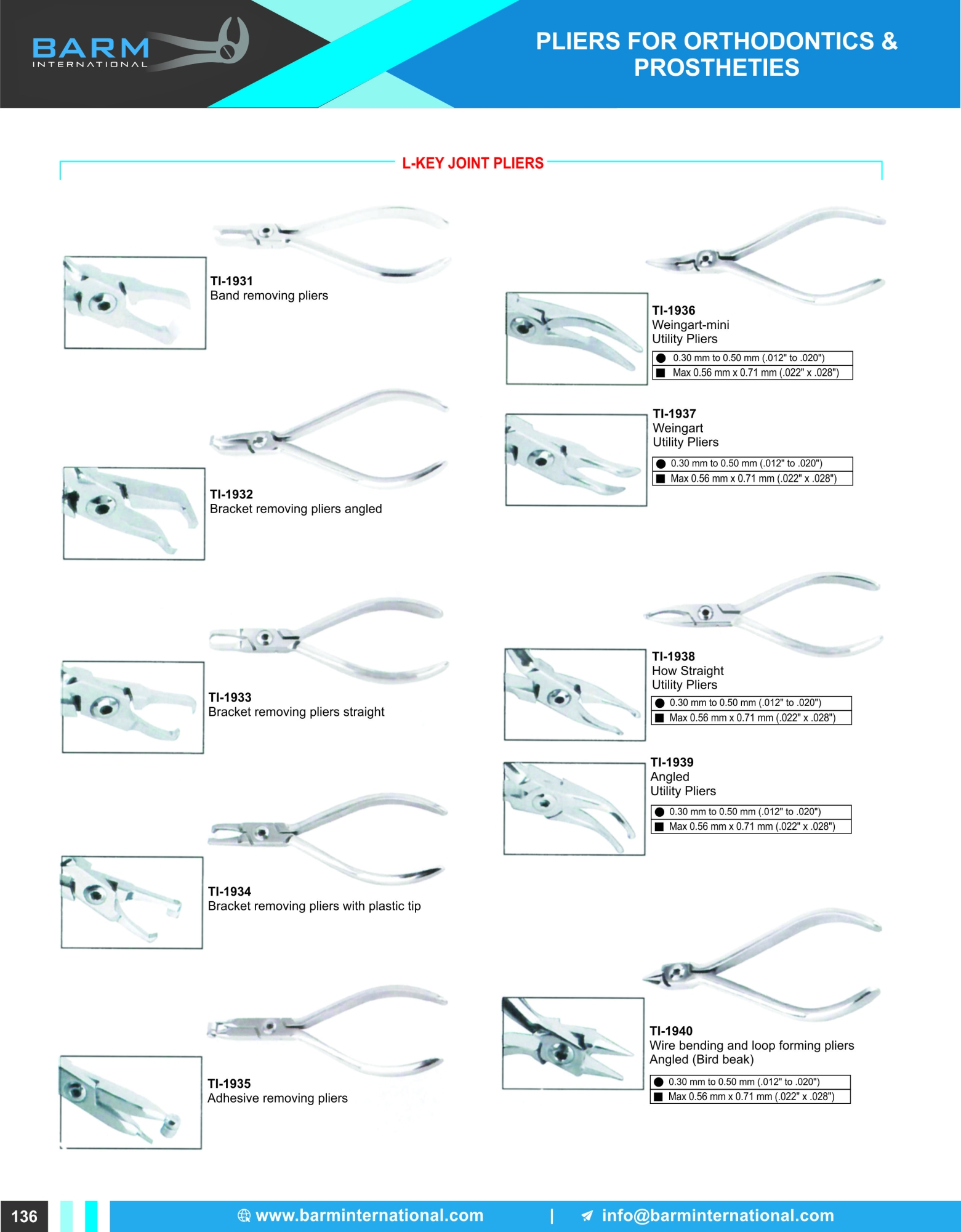 Pliers for Orthodontics & Prosthrties